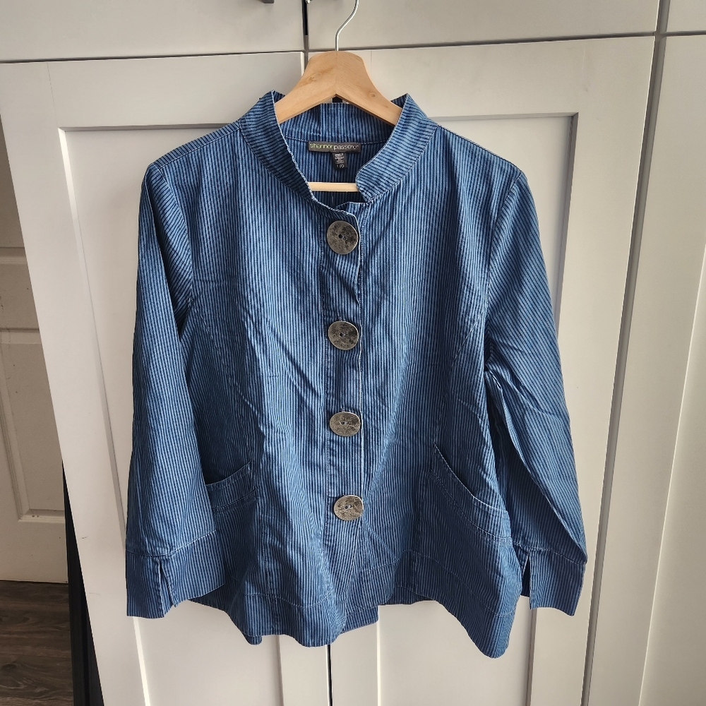 Shannon Passero Ursula Swing Jacket Stripe Lagenlook Minimalist Large